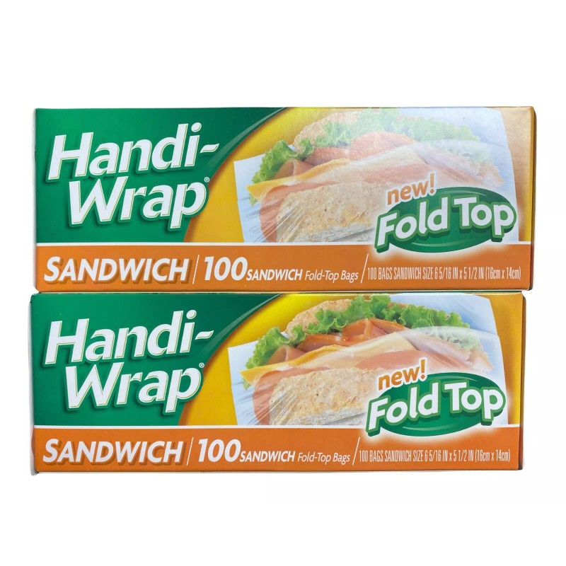 Handi-Wrap Sandwich bags fold-top bags 100pc 6.5''x 5.5" safe and