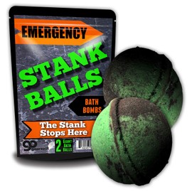 Emergency Stank Balls Bath Bombs - Funny Bath Bombs for Men - XL Bath Fizzers, Green and black marbled, Handcrafted in the USA