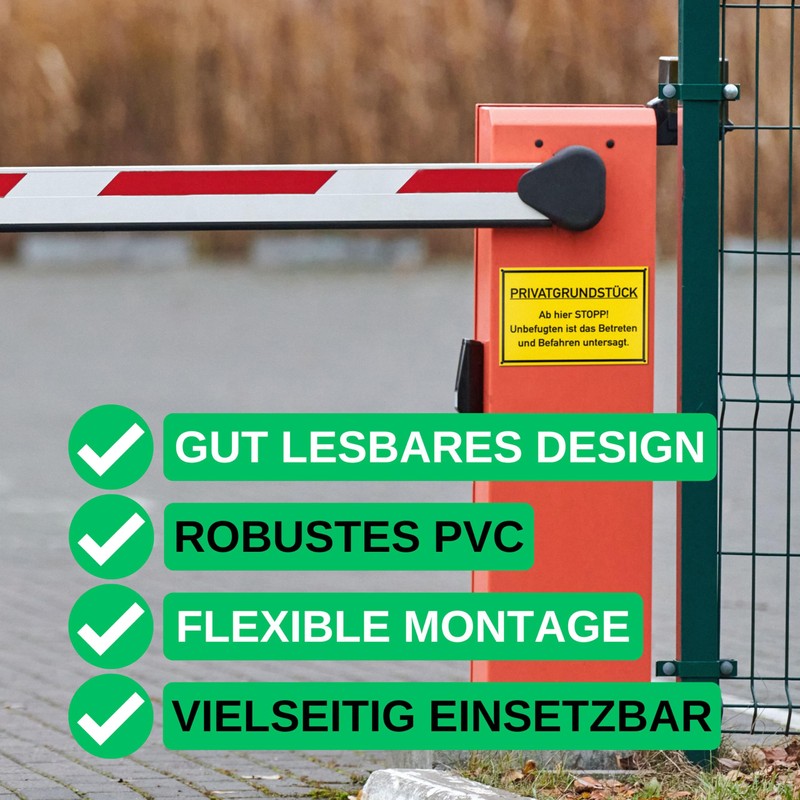 Safety Sign "PRIVATGRUNDSTÜCK - Ab hier Stop!", 1 Piece, 30