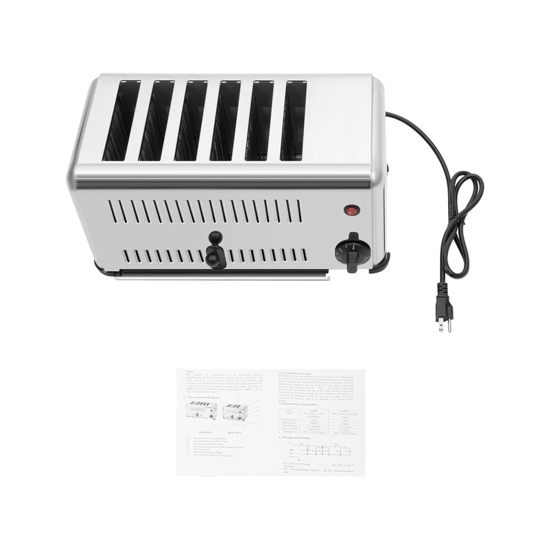 6 Slices Commercial Toaster Bread Baking Machine, Stainless Steel Toaster