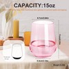 GLAZVIA Pink Stemless Wine Glasses Set of 6-15oz Pink Wine