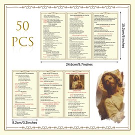 Motiskyy 50 Pcs Mass Catholic Prayer Card and Response Pocket Card 9.7 x 6 Inch Catholic Missal Catholic Mass Guide Catholic Laminated Cardstock Prayer Card Bulk Instruction for Beginner Sunday School