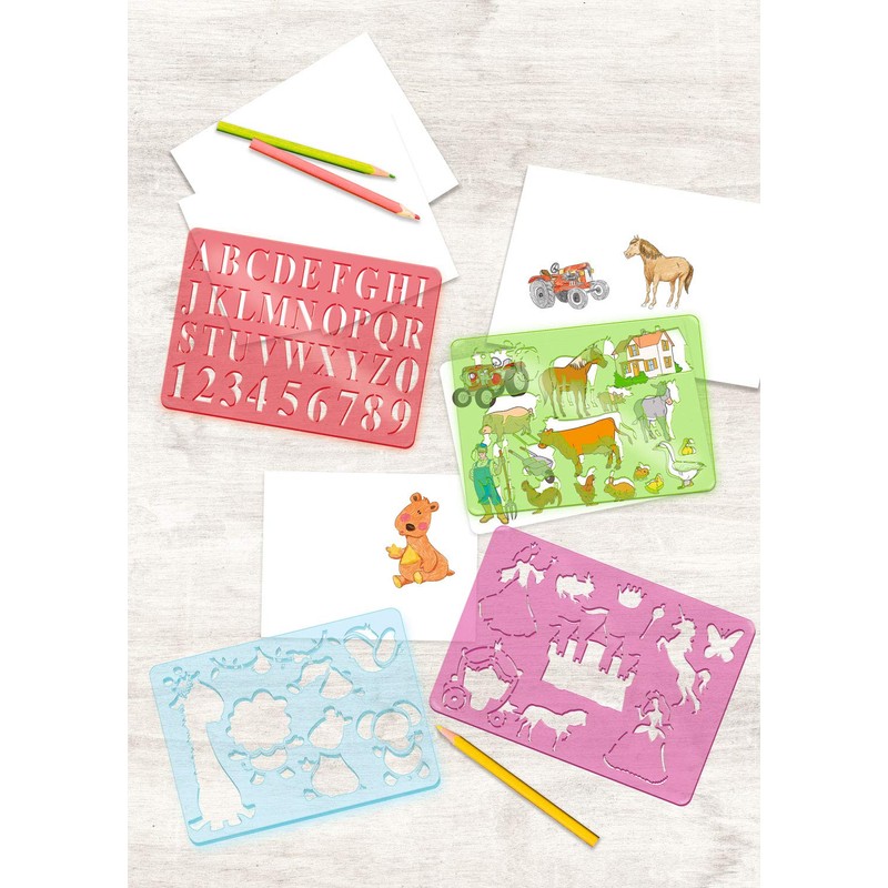 Ursus 44100003 - Mal Stencils Set 3, Colourful, for Children,
