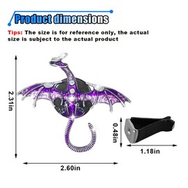 LHDOS 3PCS Bling Dragon Wyvern Car Dashboard Air Vent Trim Clips, Crystal Rhinestone Enamel Dragon Car Air Outlet Clip, Car Interior Decoration Charm Accessories for Women (Purple)