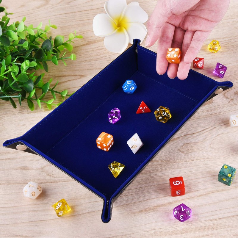 SIQUK Double Sided Dice Tray, Folding Rectangle PU Leather and