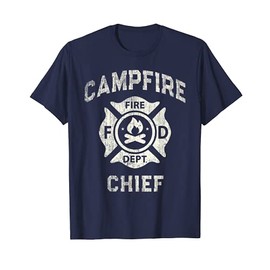 Funny CampFIRE CHIEF Hiking Summer Camp Director FD Blue T-Shirt