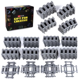 103pcs-City Train Tracks Extension Accessory Set, Compatible with Major City Train Sets 60205 60238, Railroad Building Toy for Kids, Gift for Train Enthusiasts-40 Curved 56 Straight 7 Crossing Rails