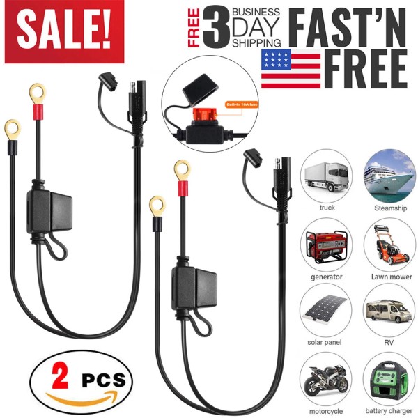 Kwenterprise 2 PCS Battery Charger Cable Terminal Ring SAE Connector