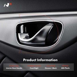 A-Premium Front Right Passenger Side Interior Door Handle Compatible with Hyundai Accent 2018 2019 2020 2021 2022, Chrome Lever