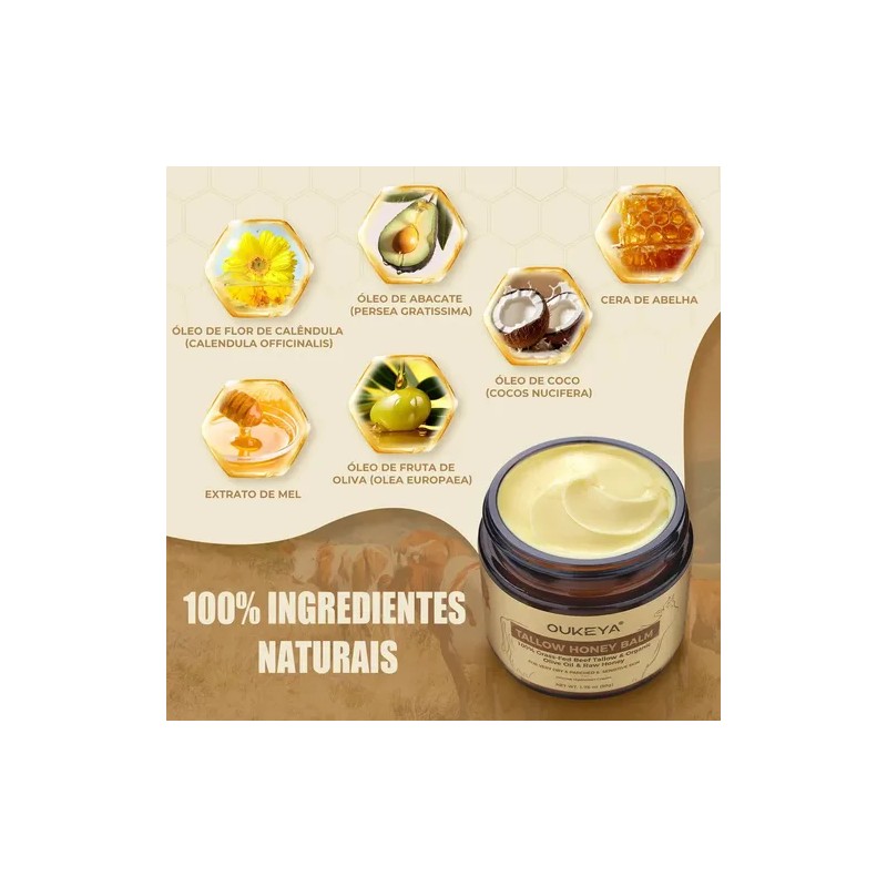 Crema Facial Oukeya Hidratante con Sebo y Miel para Piel