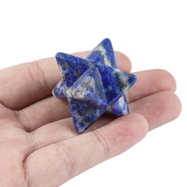 Hslutiee Gemstone Merkaba Crystal 1" Natural Sacred Star Healing Pocket Stone Point Geometry Energy Generator, Lapis Lazuli