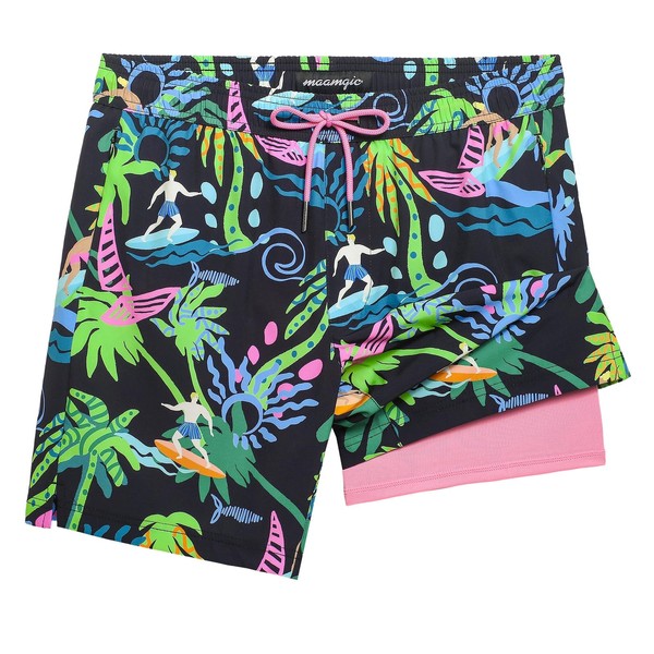 MaaMgic Men's Swim Trunks with Compression Liner 2 in 1