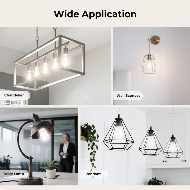 GvvooHome Dimmable Edison Bulbs, 4000K Daylight White, 6W Equivalent to