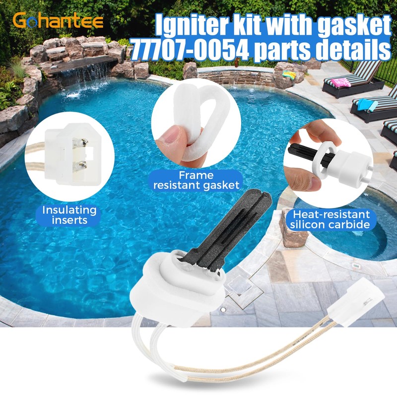 Gohantee 77707-0054 Igniter Gasket Kit, Pool Heater Igniter Kit Compatible