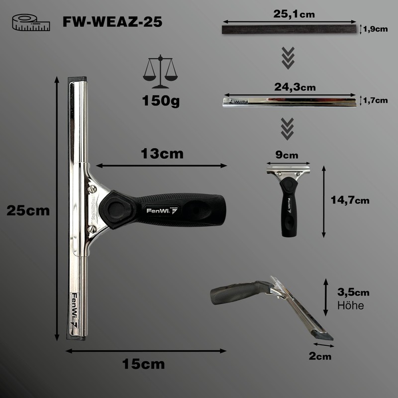 FenWi Window Squeegee 25 cm Wide / Shower Squeegee /