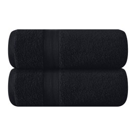 BOUTIQUO Cotton 2 Pack Oversized Bath Towel Set, Large Bath Towels 27x54, Ultra Soft, Absorbent, Compact, Quick Drying and Lightweight, Eco-Friendly and 100% Recyclable Towel Set - Black