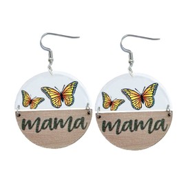 Transparent Acrylic Sunflower Butterfly MAMA Earrings Wooden Leopard Print Mom Birthday Dangle Drop Earrings for Women Fun Mother’s Day Gift Jewelry-butterfly
