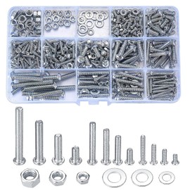 550 Pcs M3 M4 M5 Galvanized Screws with Nuts and Washers Assortment Set, Assorted Cross Pan Head Machine Screws Nuts and Bolts Set for Home Office Industrial Electronic