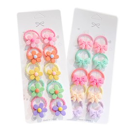 Shomty 20 Piece Set Flower & Fruit Hair Rubber Kids Set, Ribbon, Assorted, Simple, Hair Elastic for Children, Chin, Hair Accessories, Ribbons, Cute, Cute, Stylish, Girls (Flower & Ribbon)