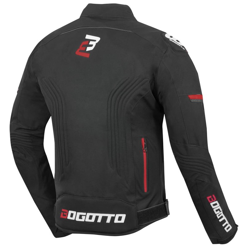 Bogotto Sparrow Waterproof Motorcycle Textile Jacket, Black/Red, M