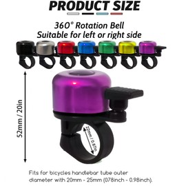 Bike Bell,Bike Bells for Adults and Kids,Crisp Loud Melodious Sound,Bicycle Bell with Loud and Crisp Clear Sound for Road and Mountain Bike Ring Bell (Purple-2pack)