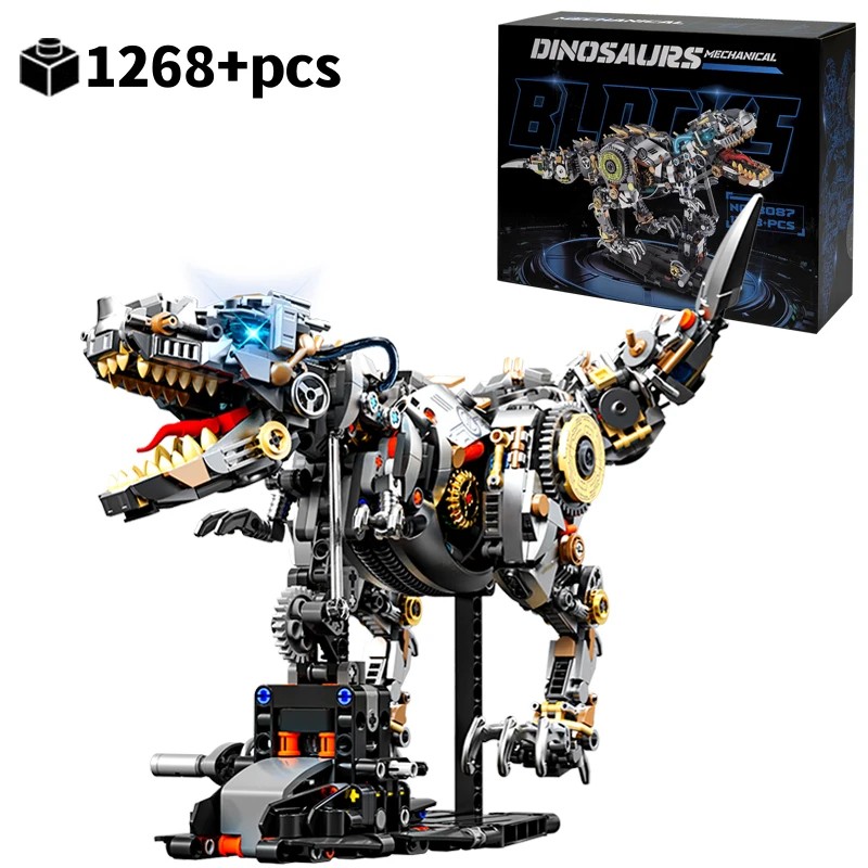 Mechanical T-Rex Dinosaur Building Blocks for DIY Model Building –