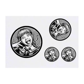 4 x 'Funny Girl Selfie Face' Temporary Tattoos - Water Resistant, Skin-Safe, Non-Toxic Transfers, Mixed Sizes (TO00075782)