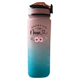Yipaidel Promoted To Nana 32 OZ Drinking Water Bottle with Times to Drink and Straw, Motivational with Carrying Strap, Leakproof BPA & Toxic Free, Ensure You Drink Enough Water for Fitness Outdoor