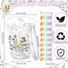 ZCPTZ 100 Sets Wildflower Plastic Cups with Straws & Lids