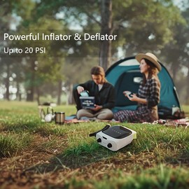 PEAKFLOW 20PSI High Pressure SUP Air Pump, Intelligent Dual Stage Inflation & Auto-Off & Deflation, 12V DC Car Connector, for Inflatable Towable Tube