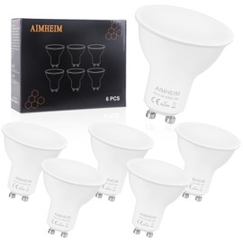AIMHEIM Dimmable GU10 LED Spotlights, 4000K 5W Replaces Halogen 50W, Neutral White, 120° Angle, Pack of 6