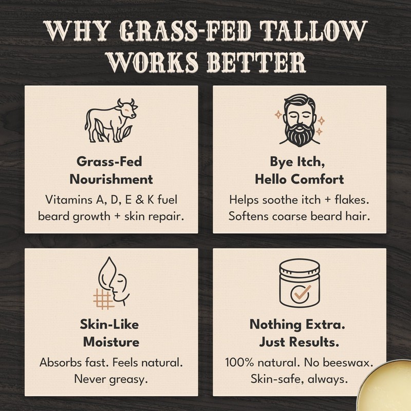 Bronmans Beef Tallow Beard Butter for Men - 4oz -