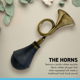 Replica vintage bulb honky horn with black rubber plunger | Air horn | clown horn | Squeeze horn | taxi horn rubber bulb bugle horn | Retro style hooter | bike car