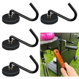 SKNOOY 4 Pack Heavy Duty Magnetic Grill Hooks, Magnet Hooks for Grill Utensils, Rust Proof Outdoor Magnetic Tools Hangers, Powerful Magnetic Hooks for BBQ Tools Refrigerator Kitchen Office