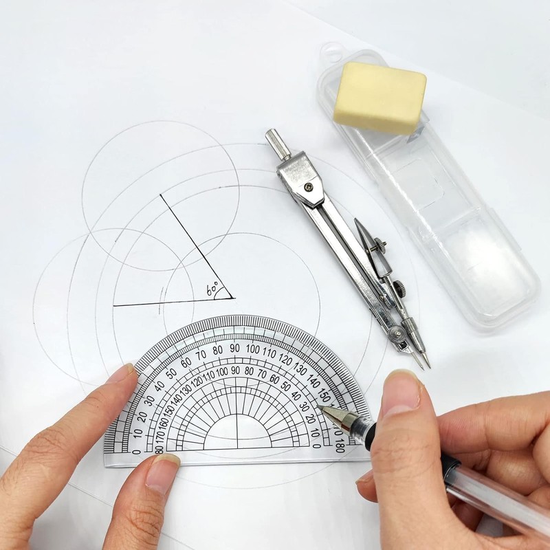 Math Protractors, EYLEER 10cm 180 Degrees Protractors Set, Clear Plastic