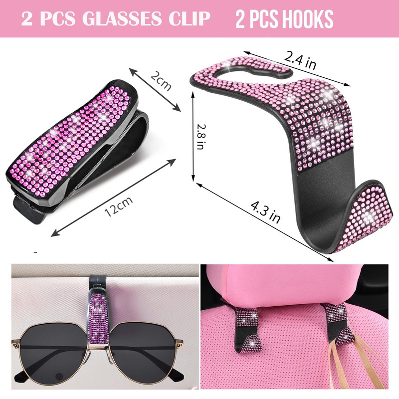 CAR PASS 11 PCS Bling Car Accessories Set for Women,