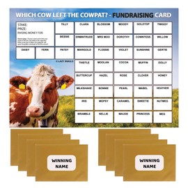Lazy Snail 'Which Cow left the Cowpat?' Fundraising Cards - Pack of 8 Cards - 45 Squares and Fun Golden Winner Envelopes to Raise Money for Charity - Full Colour Fund Raising Cards (A5)