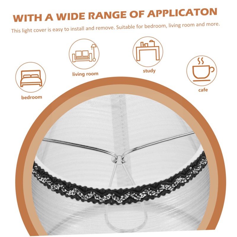 CHILDWEET Ambient Lighting Accessory Black Silver Thread Lampshade Cover for