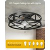 20" Farmhouse Flush Mount Ceiling Fan with Lights and Remote,