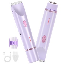 2 in 1 Damenrasierer Elektrisch, IPX7 Wasserdicht Elektrischer Rasierer, Intimrasierer für Frauen, Gesichtsrasierer Frauen, Bikini Trimmer, Dual Head Shaver Für Achselhöhlen, Gesicht, Beine, Arme