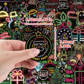 Neon Light Sticker Set 50 Pieces Cute Decoration for Car Laptop Skateboard Bicycle Moped Motorcycle Bicycle Computer Suitable for Adults Children