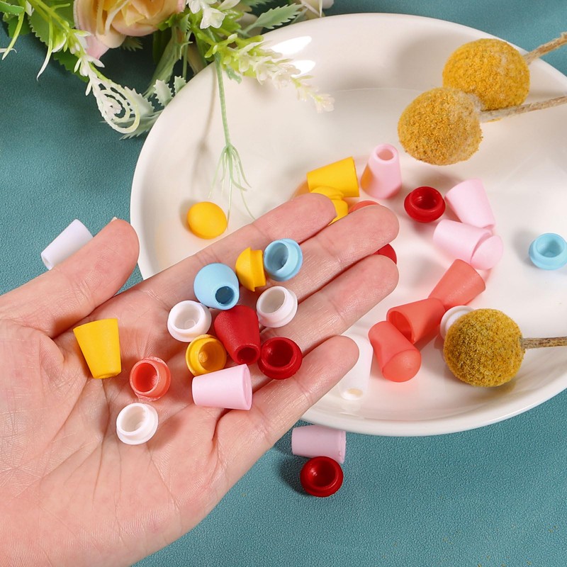 sourcing map 16Pcs Bell End Stoppers Plastic Cord Rope End