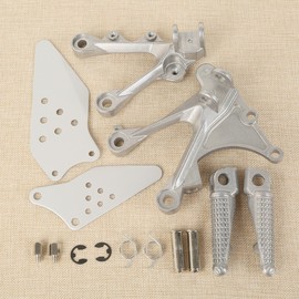 XMT-MOTO Silver Front Footrest Foot Pegs Brackets for KAWASAKI ZX6R 2005-2008,for KAWASAKI ZX636 2005-2006