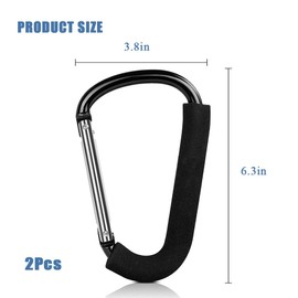 Shengsenfu 2 Pack Stroller Hooks,6.3" Large Stroller Clip, Big Cara biner Clip Heavy Duty, Large Carabiner Clips for Mom Purse Shopping Grocery Bag and Accessory