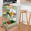 Foldable 3 Tier Rolling Cart, Metal Utility Cart, Folding Mobile