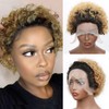 Ombre Lace Front Wig Human Hair Short Pixie Wigs for