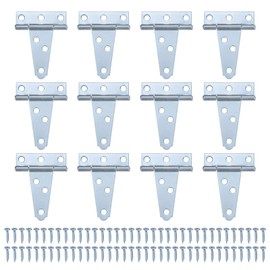 M METERXITY 12-Pack Iron T-Strap Shed Door Hinges, 2 Inch Barn Door Gate Hinges, Tee Hinge Wrought Hardware with Screws for Wooden Fences/Yard/Barn Door [White]
