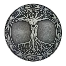 LAXPICOL Western Cowboy Celtic Tree Of Life Roots Branches Round Belt Buckle For Mens Silver Tone Belt buckles not of precious metal