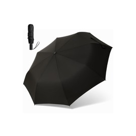 FANACAN Folding Umbrella, 3 Seconds, Memory Shape, One-Touch Automatic Open/Close, Durable, Windproof, 8 Ribs, Large 21.7 inches (55 cm), Black, For Men, Black