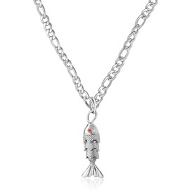 BYETOCE Silver Plated Fish Pendant Necklace Boho Hawaiian Lucky Fish Charm Choker Dainty Ocean Beach Jewelry Chain Summer Statement Jewelry for Women Vacation Decorations Necklace